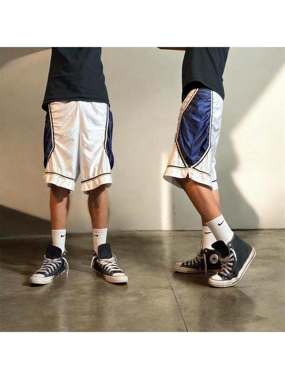 Vintage Y2K S.M athletics made in USA white & blue basketball shorts w gold trim